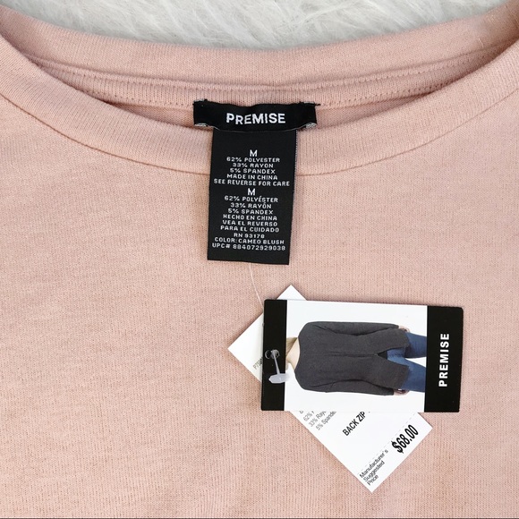 NEW PREMISE Back Zip Sweater Blush Nude Pink M - Picture 6 of 6